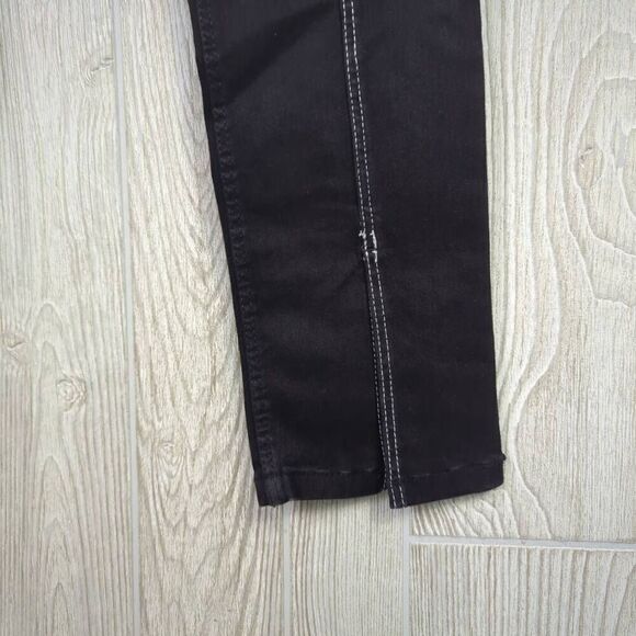 Zara Womens Size 8 Split Leg Denim Jeans Black Exposed Center Seams Zip Fly - Picture 3 of 9